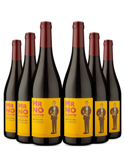 Kit 6 Garrafas Vinho Tinto Albert Bichot Mr No Sulfite Beaujolais Villages 750ml