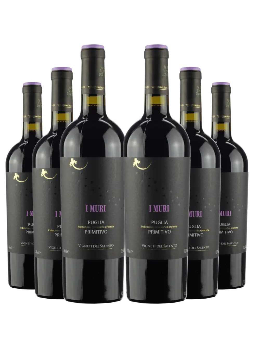 Kit 6 Garrafas Vinho Tinto I Muri Primitivo Puglia