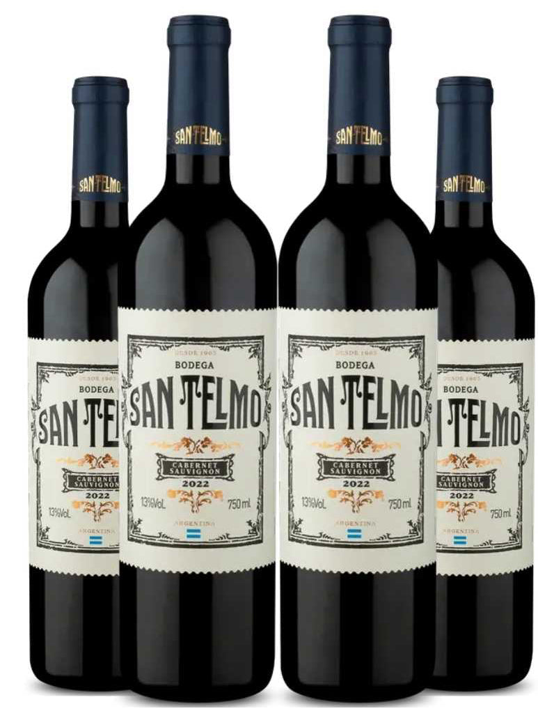 Kit 4 Garrafas Vinho Tinto San Telmo Cabernet Sauvignon