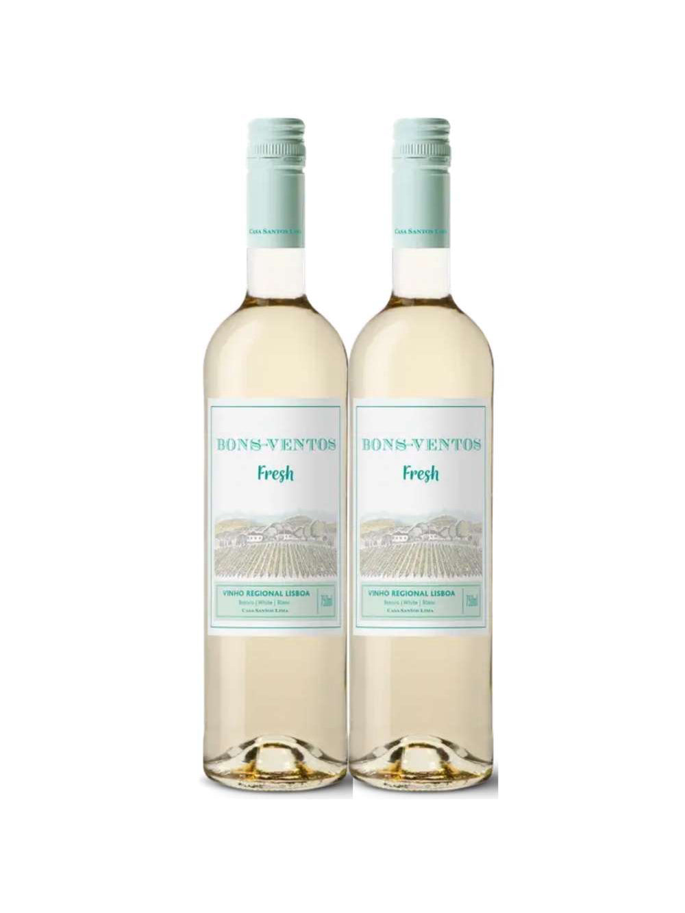 Kit 2 Garrafas Vinho Branco Bons Ventos Fresh 750ml