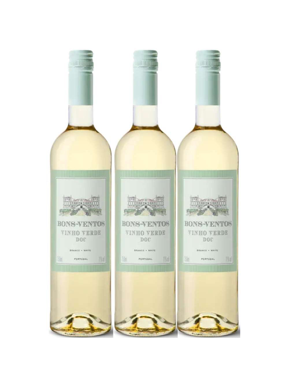 Kit 3 Garrafas Vinho Verde Bons Ventos Branco