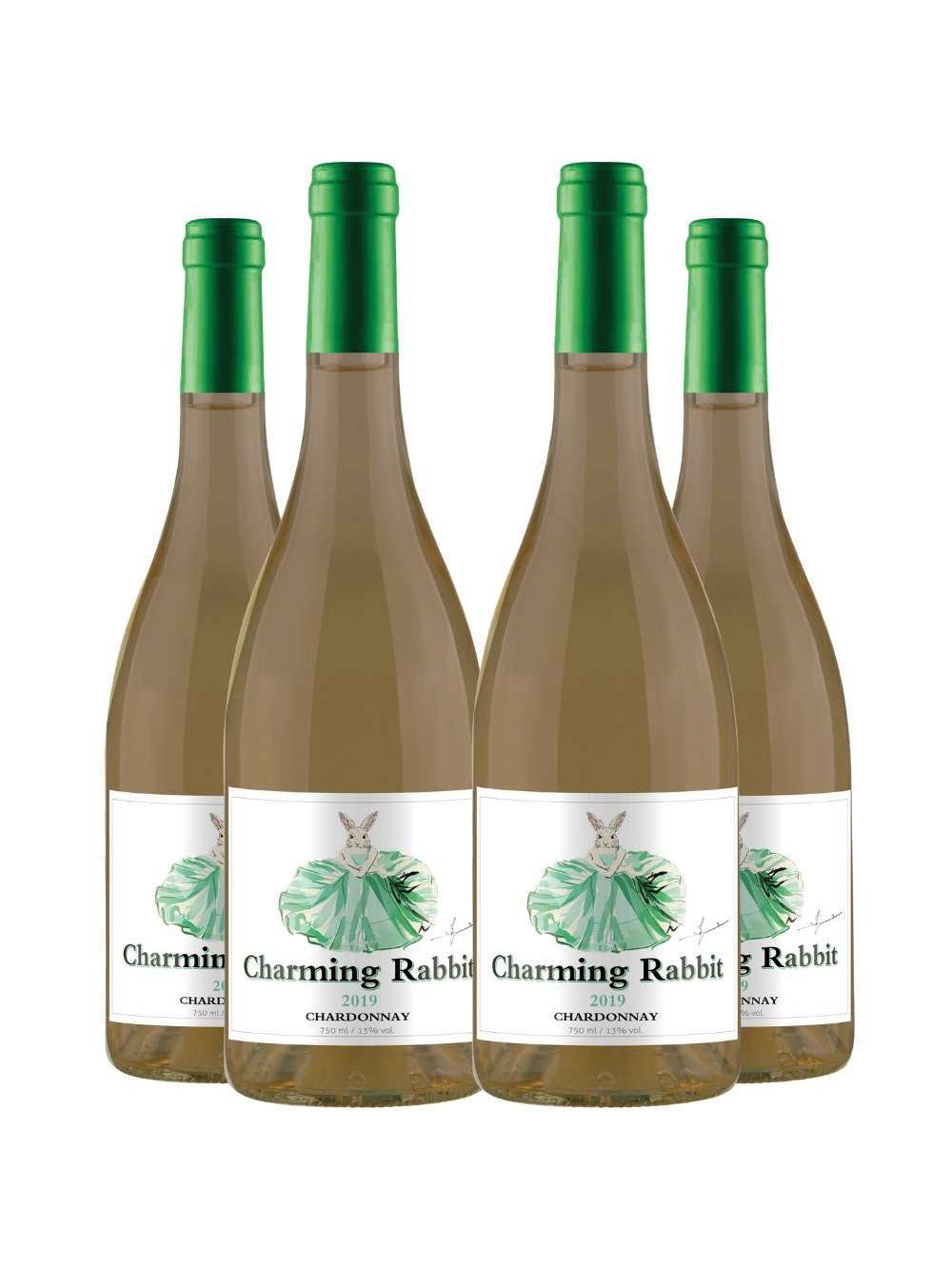 Vinho Branco Charming Rabbit Chardonnay 750ml Kit 4 Garrafas