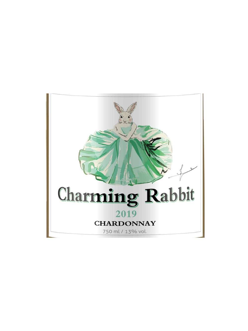 Kit 6 Garrafas Vinho Branco Charming Rabbit Chardonnay 750ml
