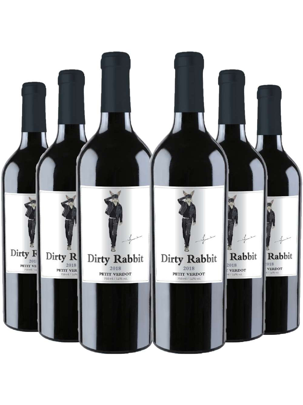 Kit 6 Garrafas Vinho Tinto Dirty Rabbit Petit Verdot 750ml