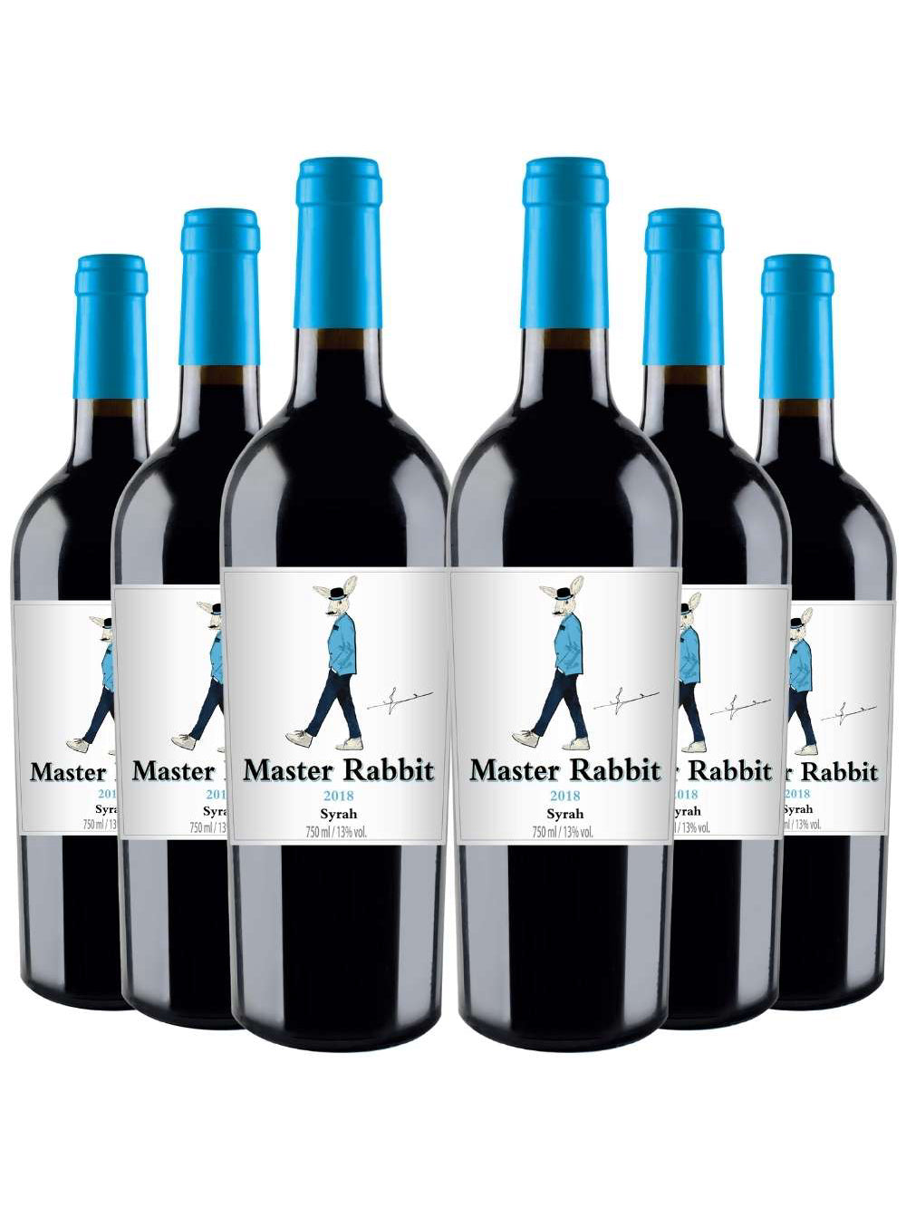 Kit 6 Garrafas Vinho Tinto Master Rabbit Syrah 750ml