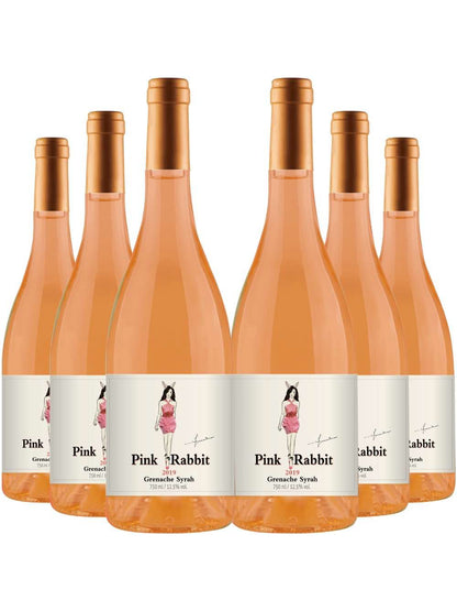 Kit 6 Garrafas Vinho Rose Pink Rabbit 750ml