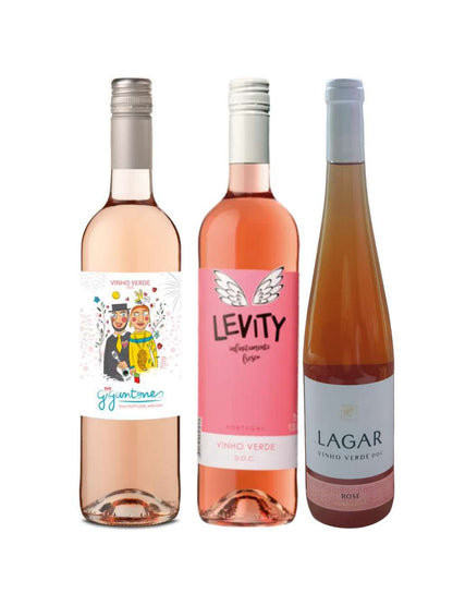 Kit 3 Garrafas Vinhos Verdes Portugal Rose
