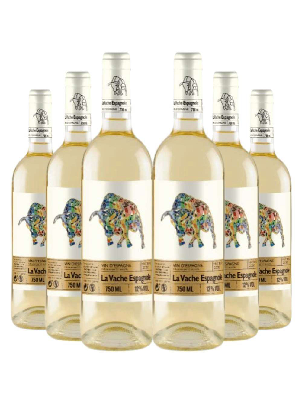Kit 6 Garrafas Vinho Branco La Vache Espagnole Macabeo 750ml