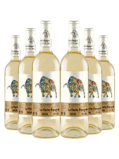 Kit 6 Garrafas Vinho Branco La Vache Espagnole Macabeo 750ml