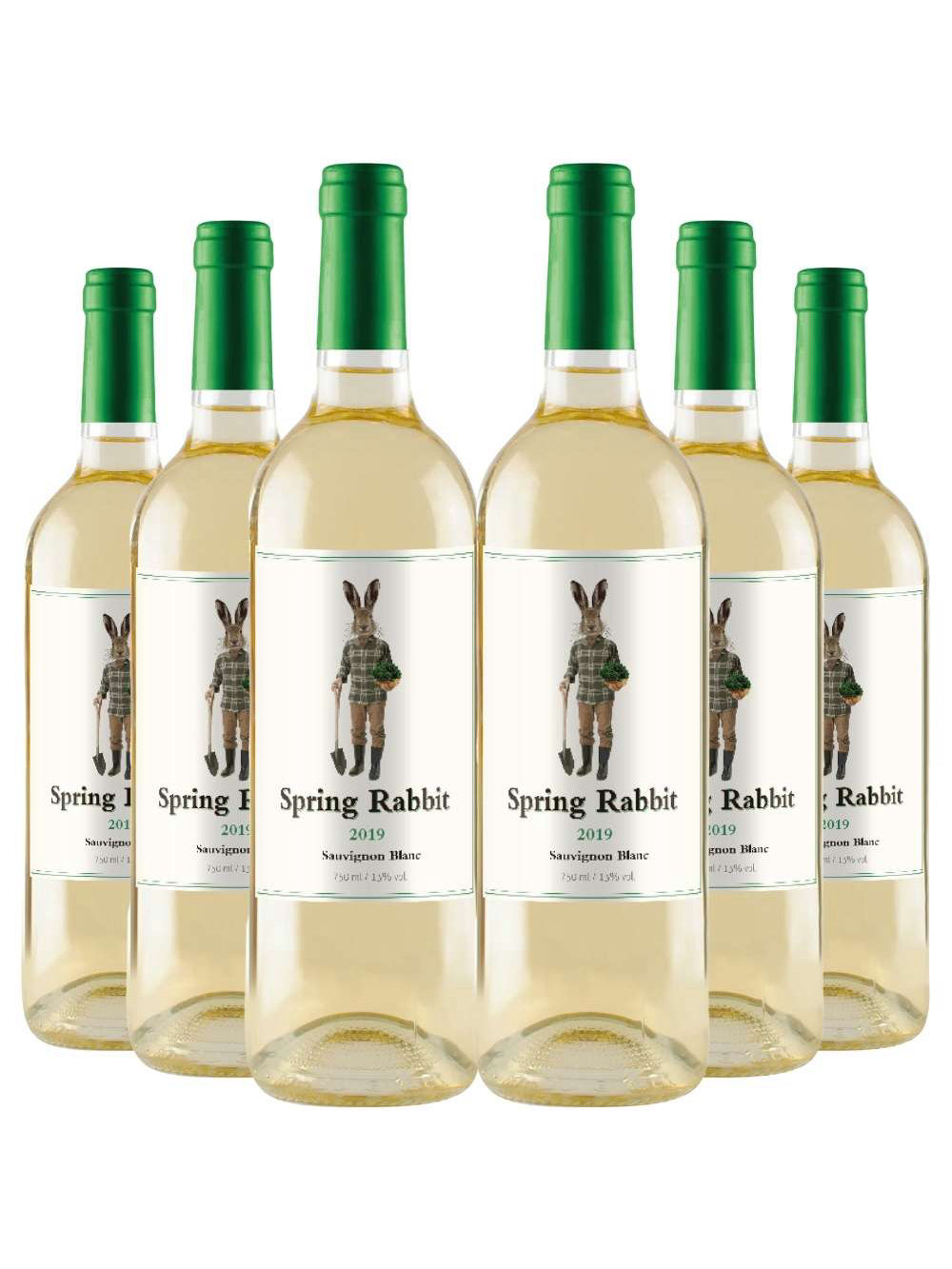 Kit 6 Garrafas 750ml Vinho Branco Spring Rabbit Sauvignon Blanc 750ml