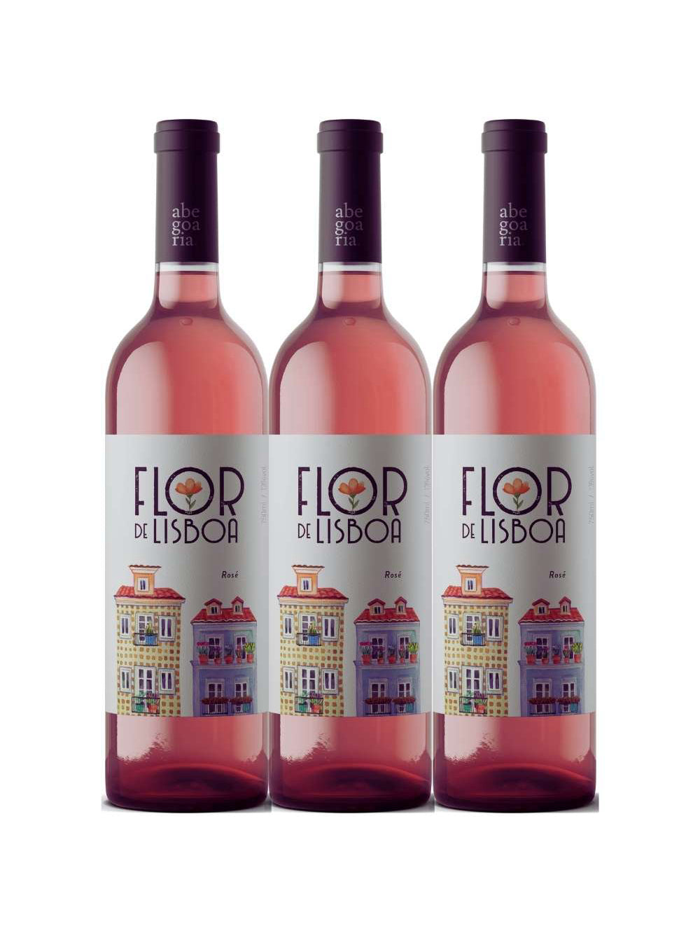 Kit 3 Garrafas Vinho Rose Flor de Lisboa