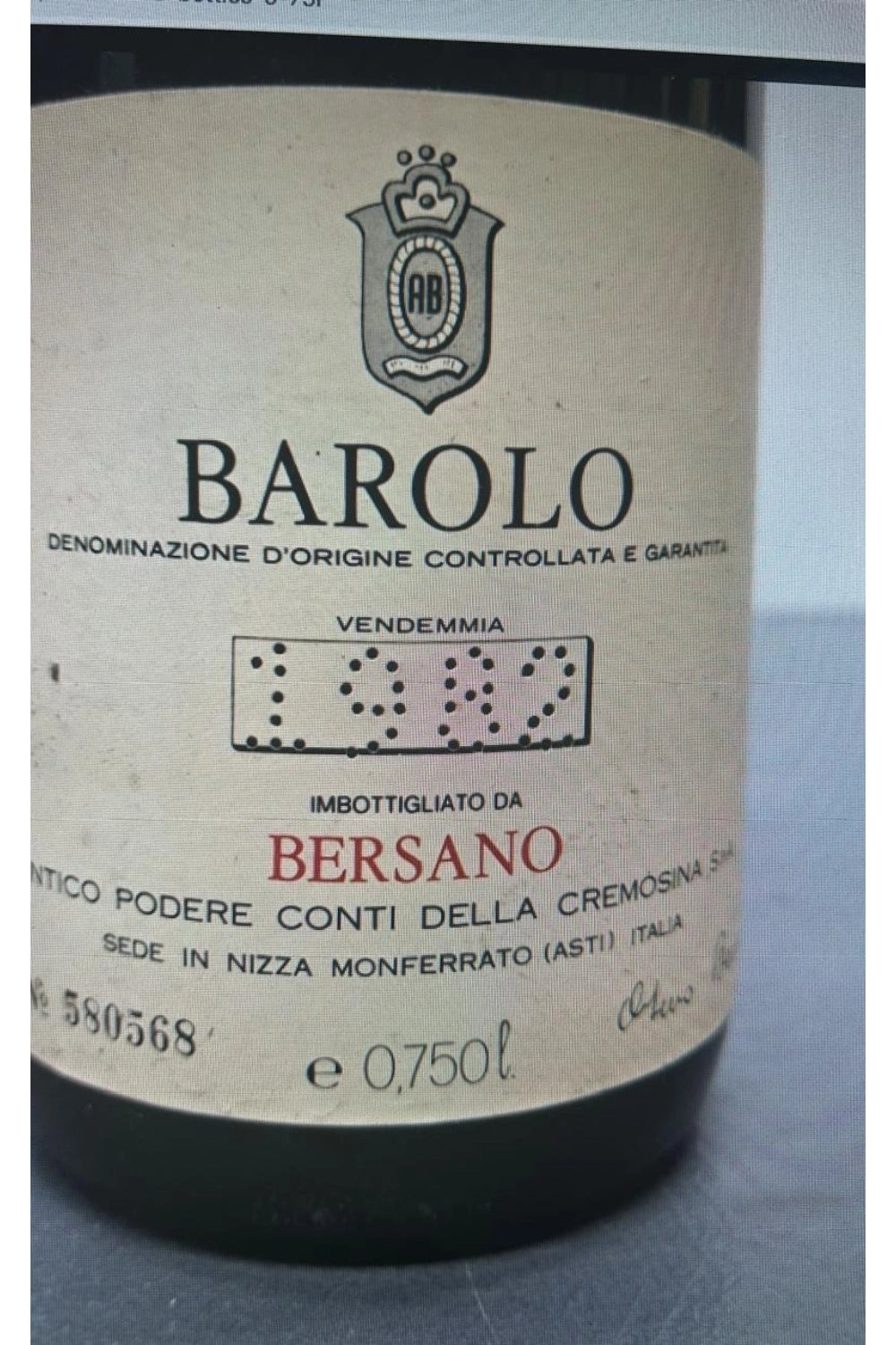 Bersano Barolo 1982