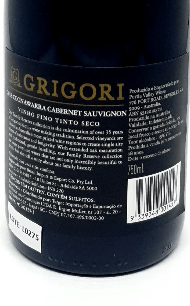 Portia Valley Wines - Grigori Cabernet Sauvignon Family Reserve